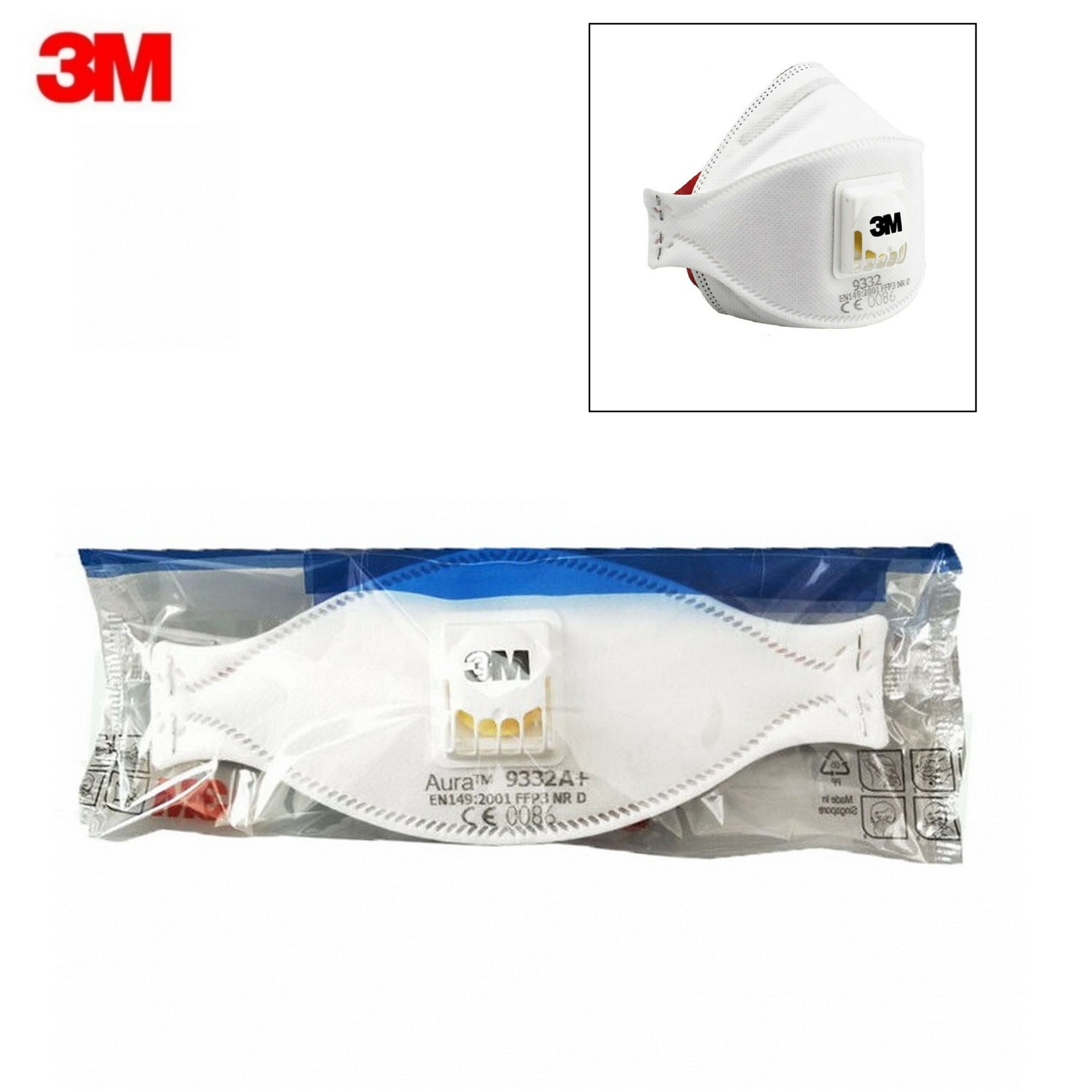 3M 9332A+ (1ชิ้น) หน้ากากป้องกันฝุ่นแบบพับได้ พร้อมวาล์วระบายอากาศ 3M 9332 FFP3 3M 9332A+ (1ชิ้น) หน้ากากป้องกันฝุ่นแบบพับได้ พร้อมวาล์วระบายอากาศ 3M 9332 FFP3