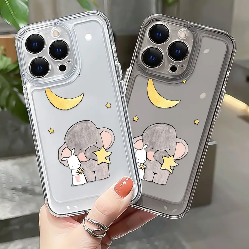 Ốp Điện Thoại TPU Mềm Trong Suốt Chống Sốc In Hình Chú Voi Dễ Thương Cho IPhone 11 14 13 12 Pro Max XS X XR 7 + 8 6 6S Plus Sự Bảo Vệ