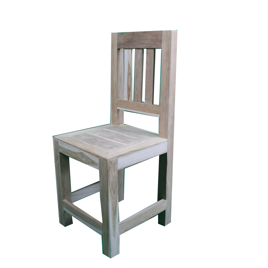 เก้าอี้นั่งทานอาหาร (35x37x90ซม. แบบไม่ทำสี) เก้าอี้ไม้สักแบบมีพนักพิง