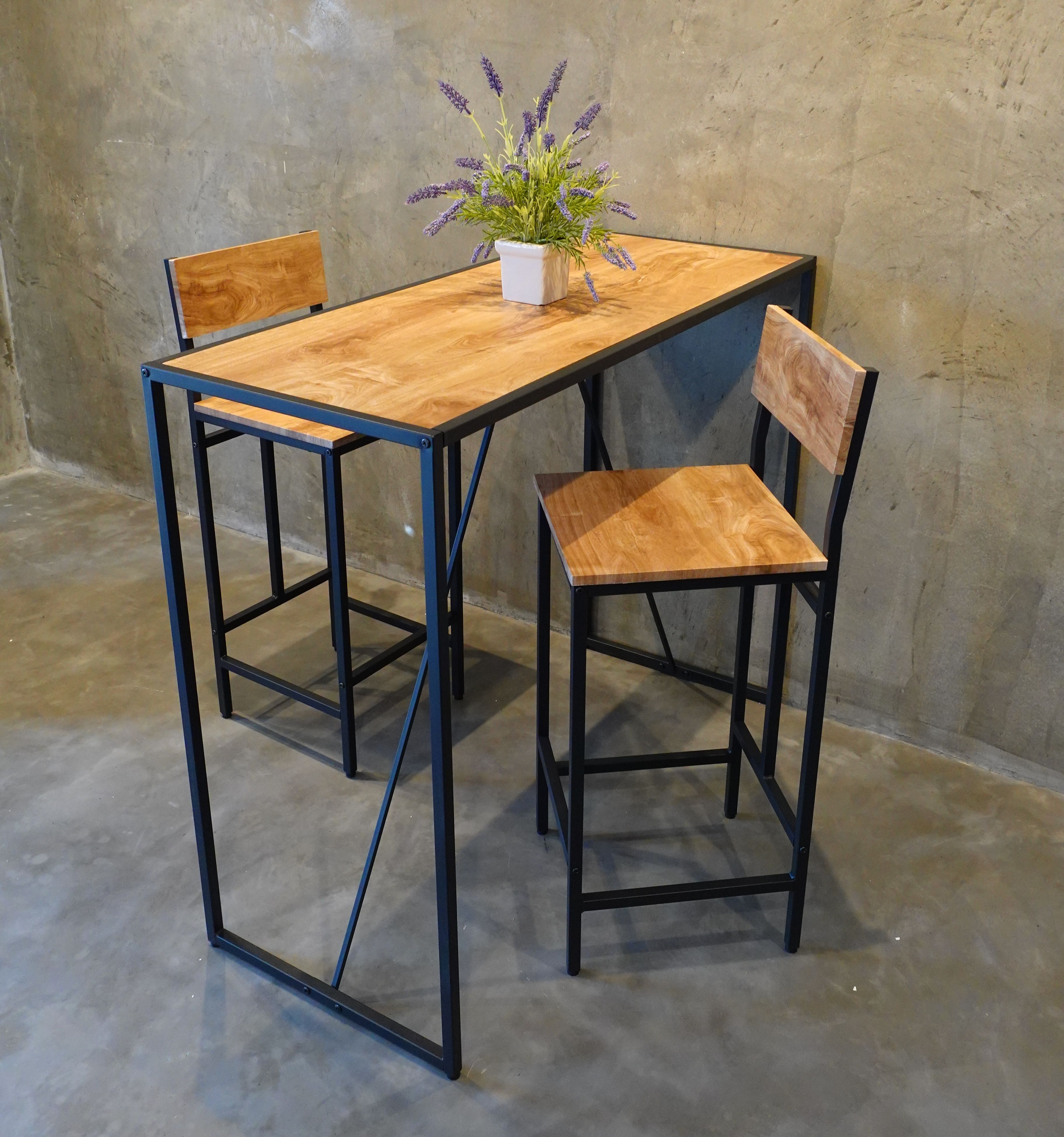 โต๊ะบาร์สูง ชุดโต๊ะเก้าอี้ลอฟท์ โต๊ะบาร์สูงพร้อมเก้าอี้ #FG-1976 โต๊ะบาร์ทรงสูง โต๊ะไม้ ชุดโต๊ะกินข้าว โต๊ะพร้อมเก้าอี้