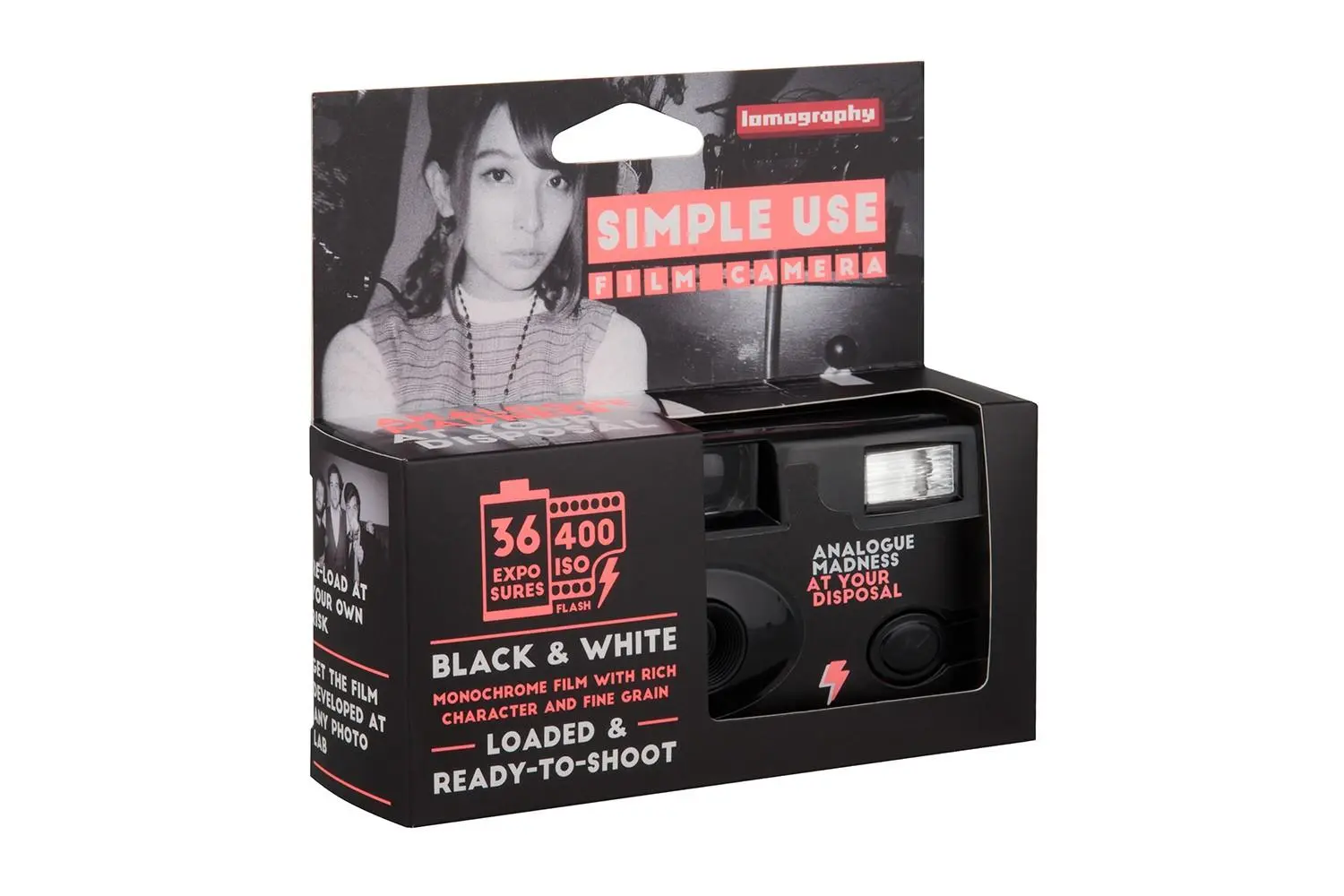 กล้องฟิล์ม Lomography Simple Use Film Camera Black and White 400 โหลดฟิล์มเข้าไปใหม่ได้ กล้อง lomo 35mm 36exp