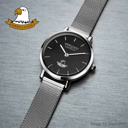AMERICA EAGLE นาฬิกาข้อมือผู้หญิง สายสแตนเลส รุ่น AE8005L - Silver/Black
