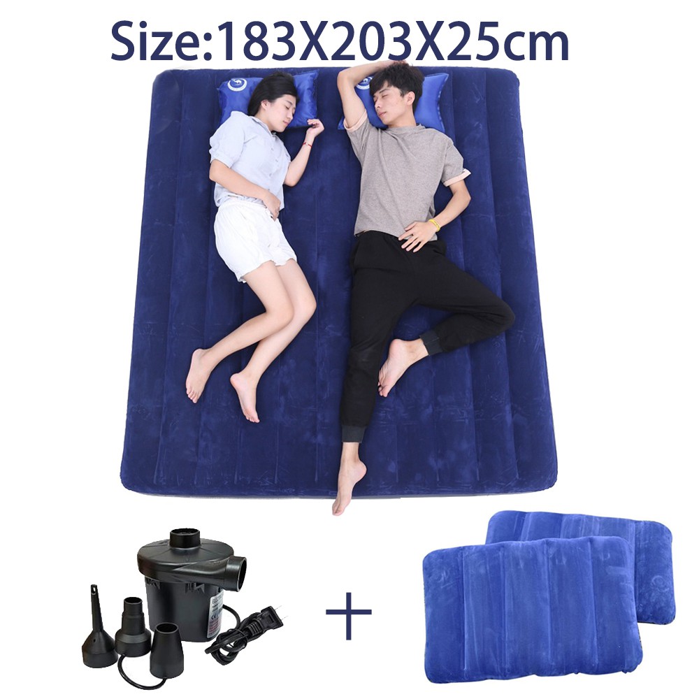 ที่นอนเป่าลม 6 ฟุต ควีน 183x203x25 ซม(Blue) ฟรี หมอน 2 ใบและที่สูบลมไฟฟ้า Intex Air mattress Simpler