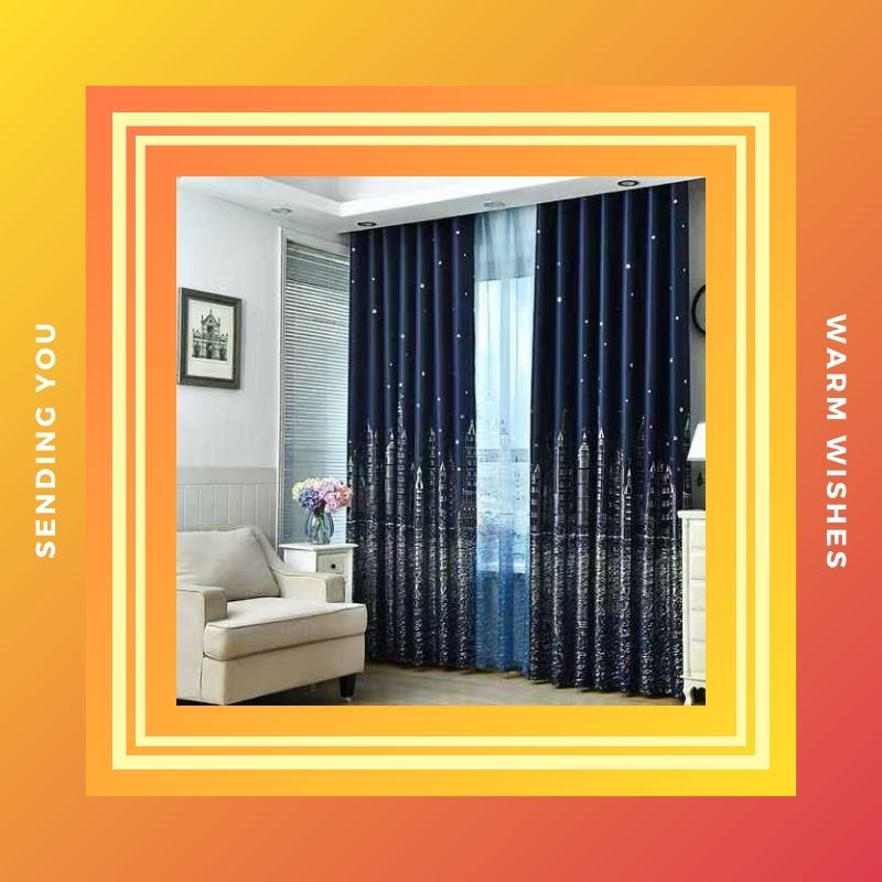 1 PCS 100X250cm Castle jacquard curtain Grommet top for living room 100% Anti-UV สี Deep Blue