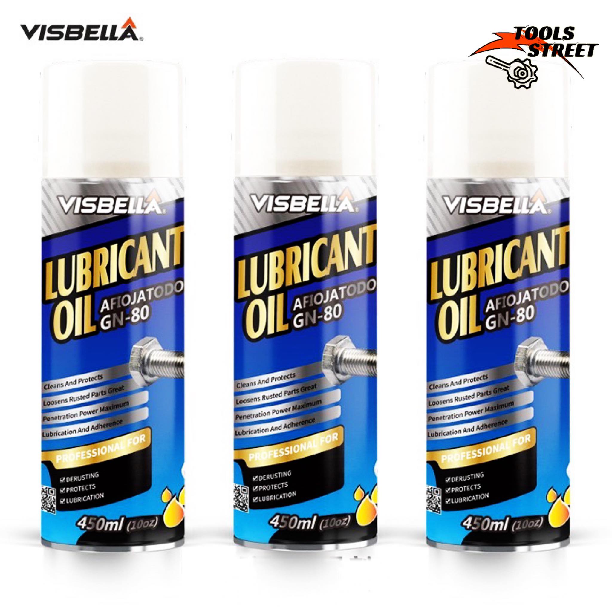 VISBELLA LUBRICANT OIL 450ML น้ำยาล้างสนิม ขัดสนิมได้ชนิดทุกจุด สเปรย์