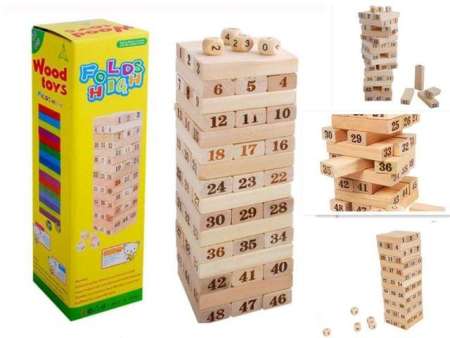 T.P.TOYS เกมจังก้า ตัวต่อไม้ ตึกถล่ม 48 ชิ้น พร้อมลูกเต๋า (Jenga)