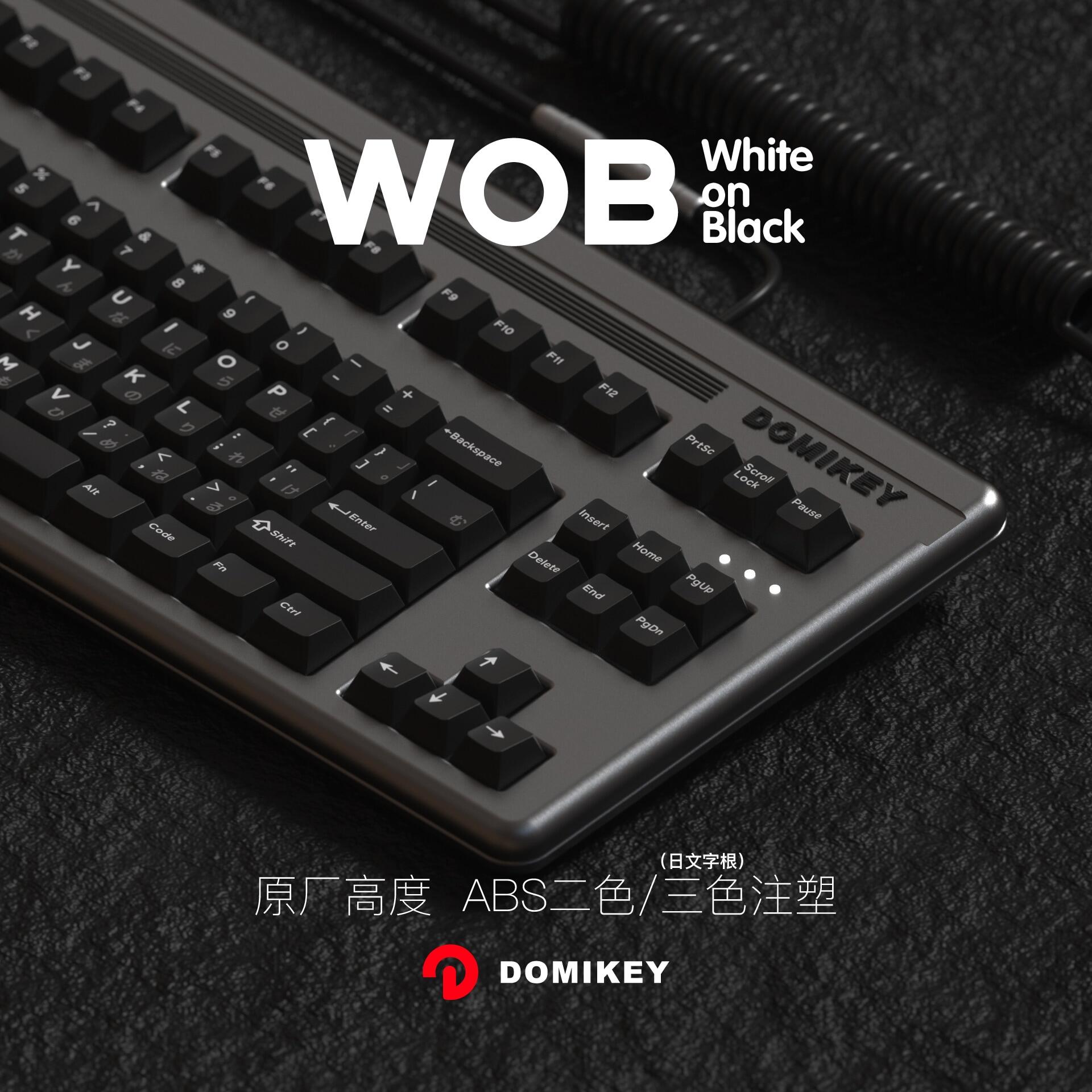 Domikey Keycap Hai Mặt Cherry Profile Abs WOB White On Black Cho Mx Stem Bàn Phím Poker 87 104 Gh60...