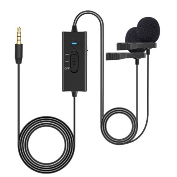 KATTO CD2 Dual Lavalier Lapel Microphone Clip-on Interview Mic for iPhone Android Smartphone for Sony Canon Nikon Cameras