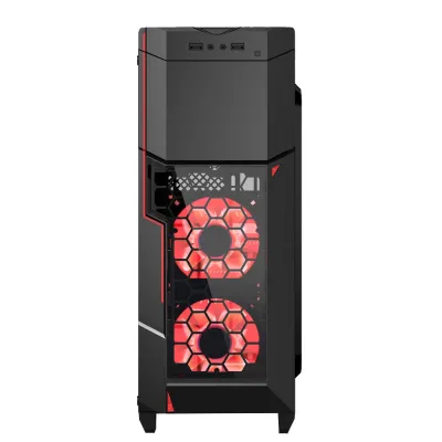 AZZA Mid Tower Temped Glass Gaming Case Crimson 211G – Black