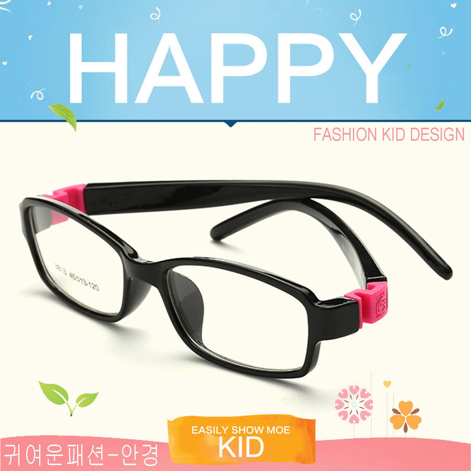 แว่นตาเกาหลีเด็ก Fashion Korea Children แว่นตาเด็ก รุ่น 8813 C-1 สีดำขาดำข้อชมพู กรอบแว่นตาเด็ก Rectangle ทรงสี่เหลี่ยมผืนผ้า Eyeglass baby frame ( สำหรับตัดเลนส์ ) วัสดุ PC เบา ขาข้อต่อ Kid leg joints Plastic Grade A material Eyewear Top Glasses