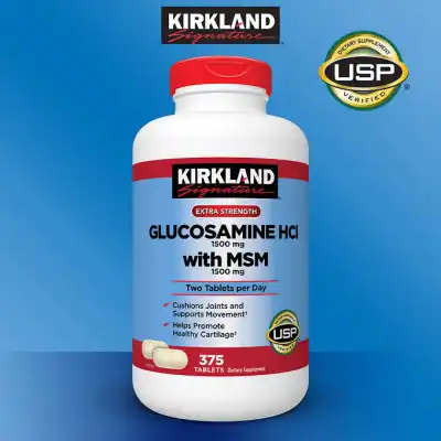 🔥🔥Exp.03/2023 Kirkland Glucosamine 1500mg + MSM 1500 mg 375 เม็ด