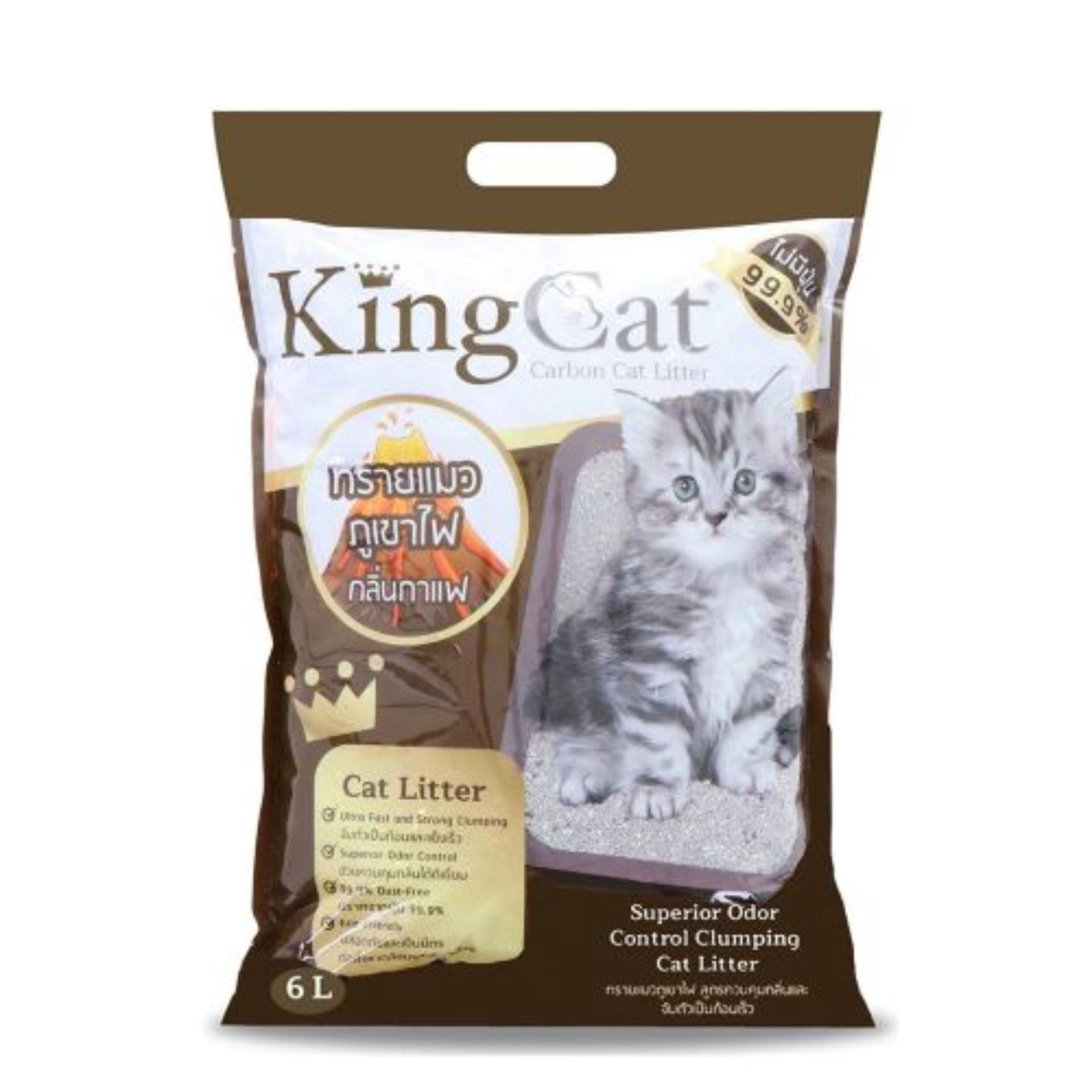 King Cat ทรายแมวภูเขาไฟ กลิ่นกาแฟ สูตรจับตัวเป็นก้อนง่าย ฝุ่นน้อย สำหรับแมวทุกวัย (6 ลิตร/ถุง)