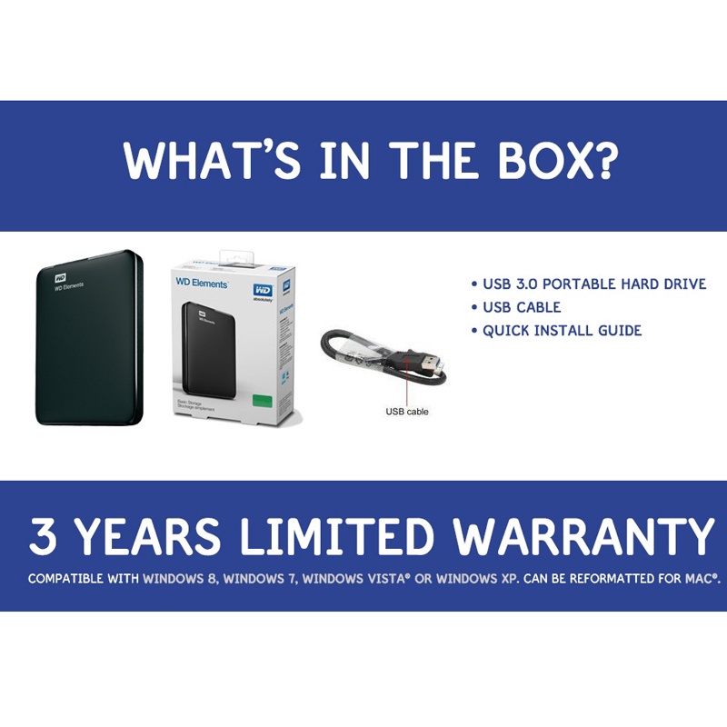 Western Digital hard disk 1TB 2TB HDD expansion external hard disk ...