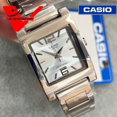นาฬิกา Casio (ประกันศูนย์1 ปี) นาฬิกาข้อมือผู้หญิง กระจกเล่นเหลี่ยมสวยงาม สายสแตนเลส รุ่น LTP-1283D-2A (หน้าฟ้า) LTP-1283D-7A (หน้าขาว)