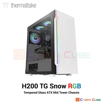 Thermaltake H200 Tempered Glass Snow RGB ATX Mid Tower Chassis (เคส) Case
