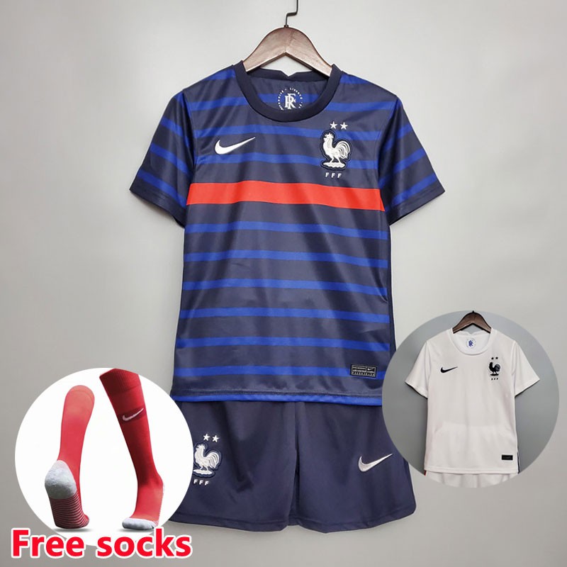 2020 2021 Kids France Jersey Free Socks Children Football Jersey France