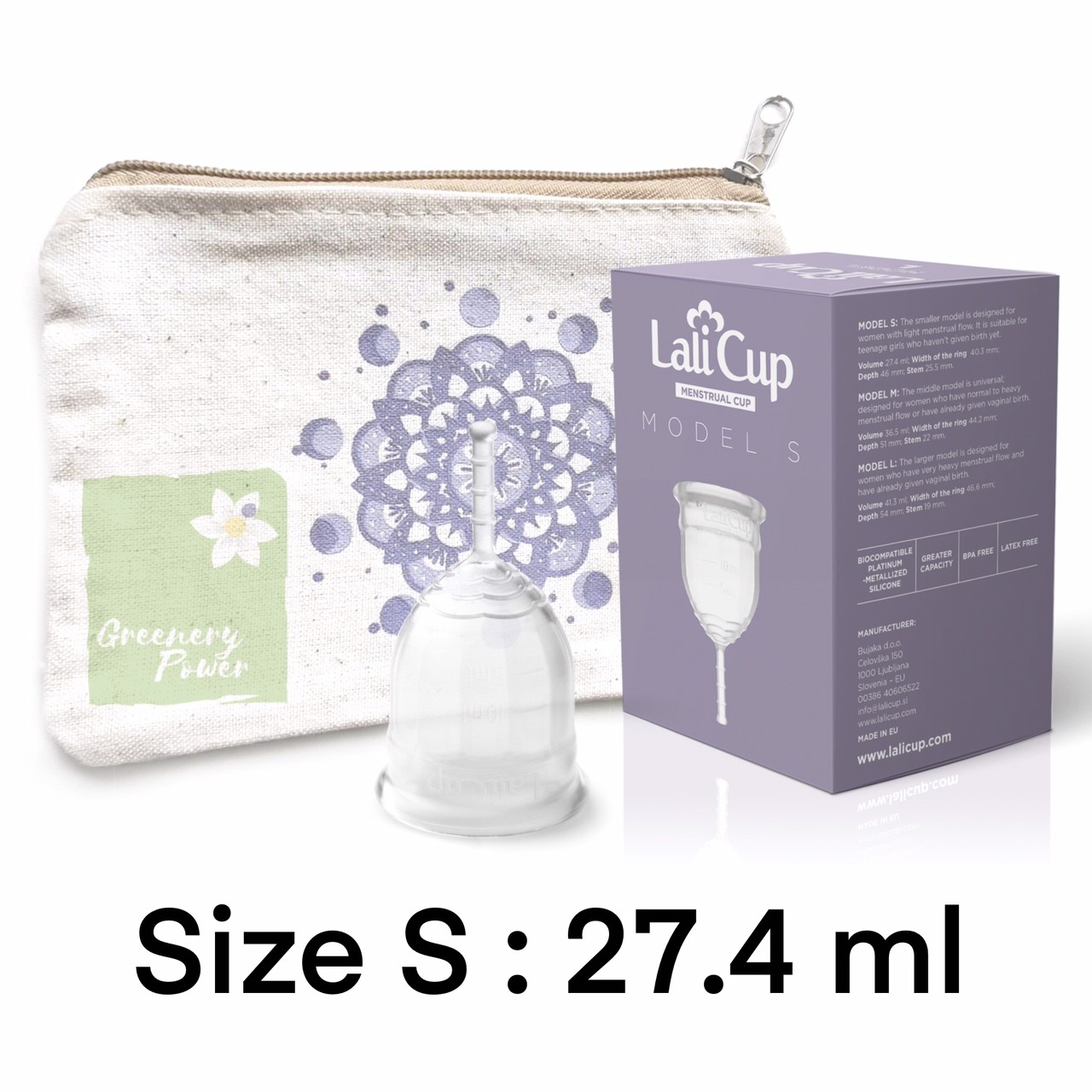 Lalicup Menstrual cup size S สีใส จากประเทศ Slovania มีคู่มือภาษาไทย ถ้วยอนามัย ผ้าอนามัยแบบสอด กรวยอนามัย