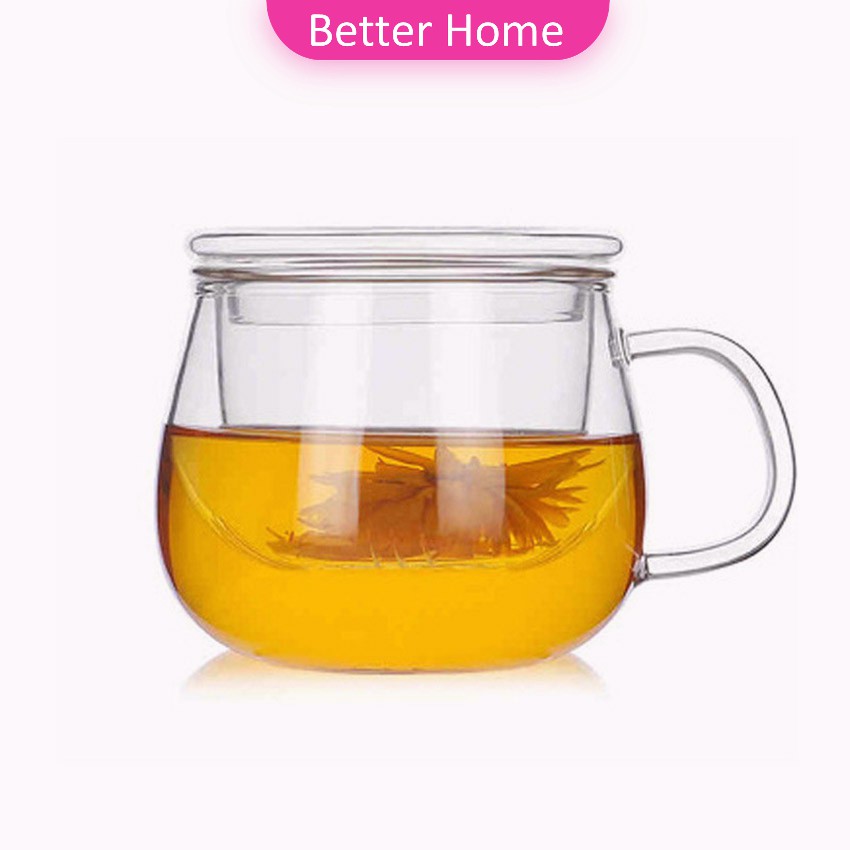 [A658] แก้วชงชา พร้อมถ้วยกรองกากชาและฝากปิดในตัว สวยหรูดูแพง Glass teapot
