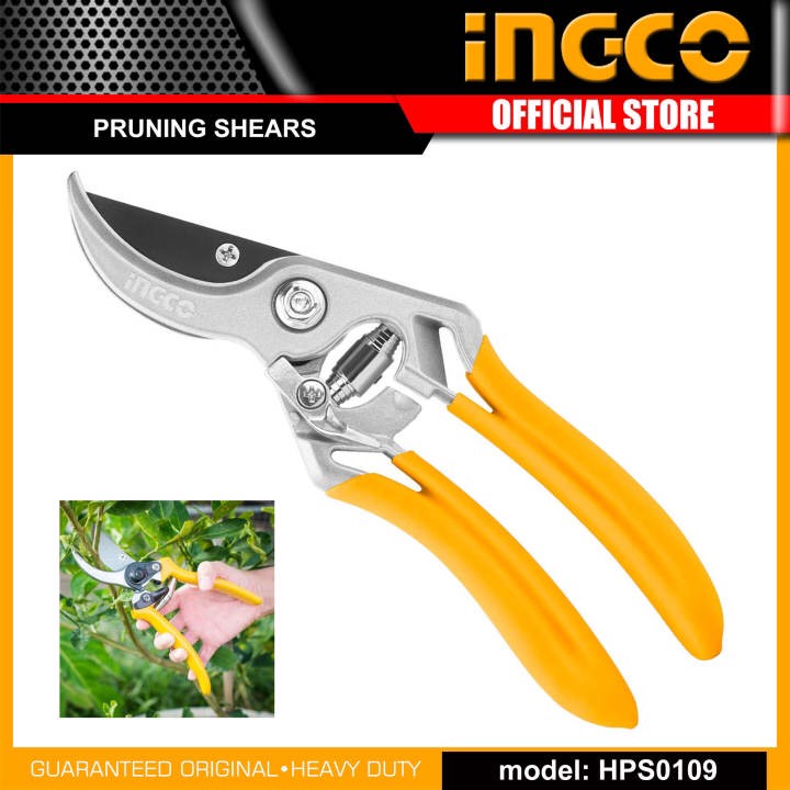 INGCO กรรไกรตัดกิ่งไม้ ขนาด 8 นิ้ว สีเหลือง รุ่น HPS0109
