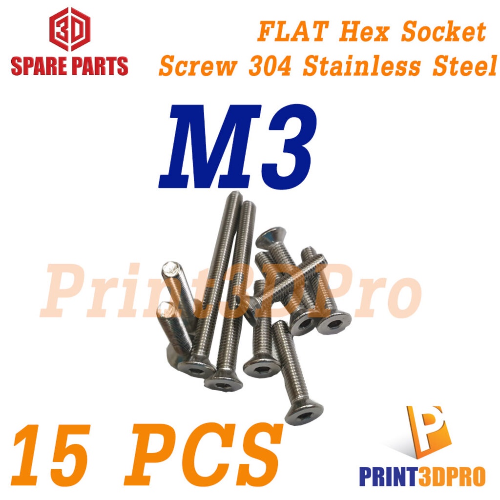 Screw Hex Flat Countersunk Head Socket M3 6,8,10,12,14,16,18,20,35,40mm