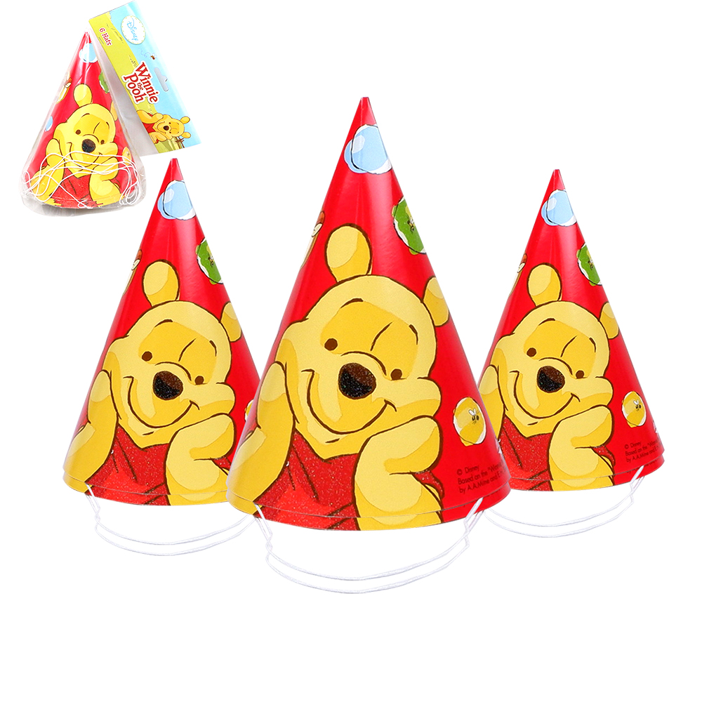 KIDTOYS Winnie the Pooh ของเล่นเด็ก หมวก ปาร์ตี้ ทรงแหลม หมีพูห์ 6 ชิ้น ก.11.8 x ย.11.8 x ส.16 ซม. ลายลิขสิทธิ์แท้ ของเล่นเสริมพัฒนาการ