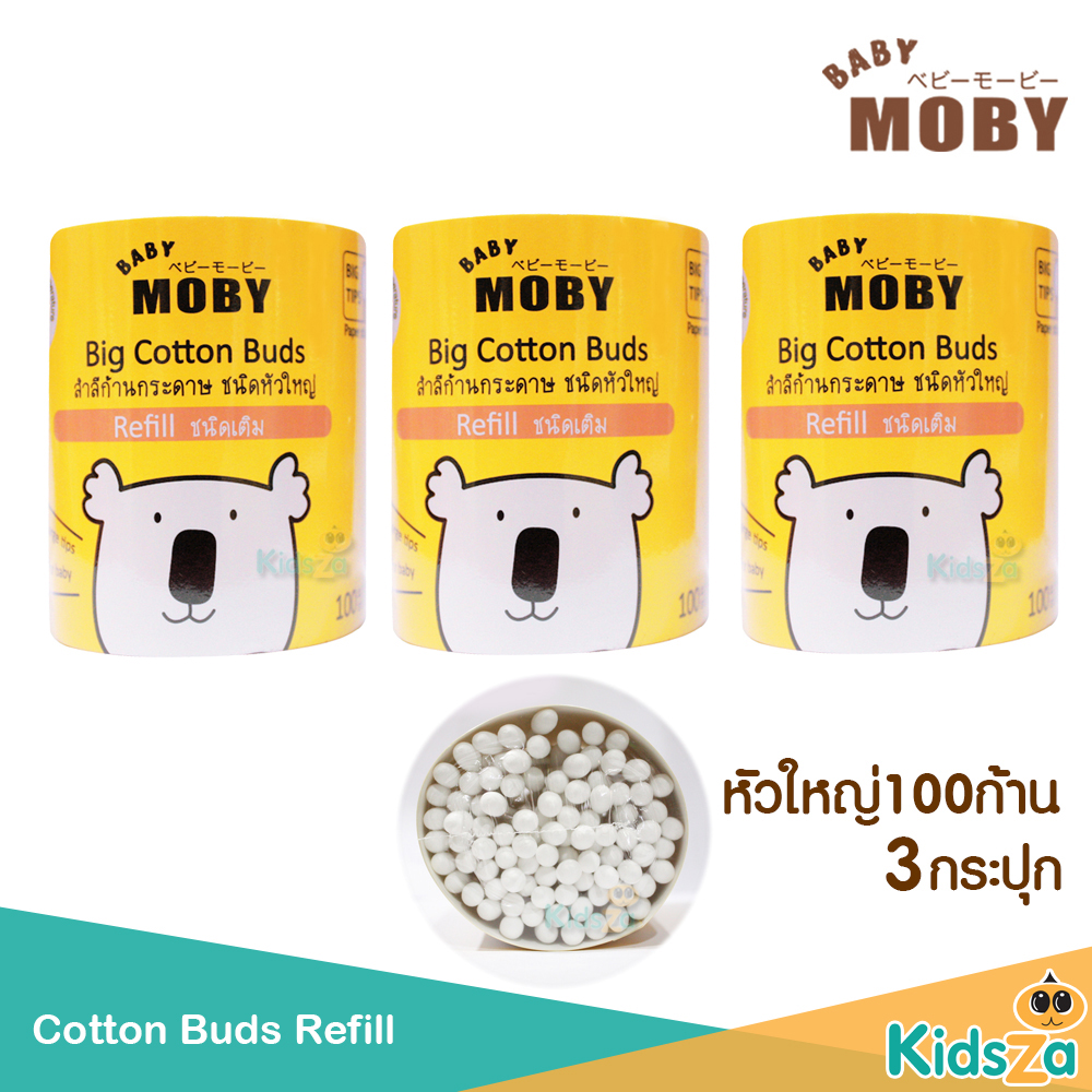 Baby Moby สำลีก้านกระดาษ ชนิดเติม Cotton Buds [แพ็ค3ชิ้น]