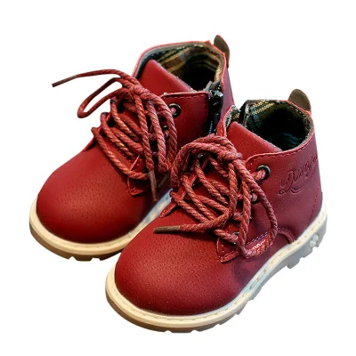 Children's Low-top Martin Boots Side Zipper Boys and Girls Leather Shoes