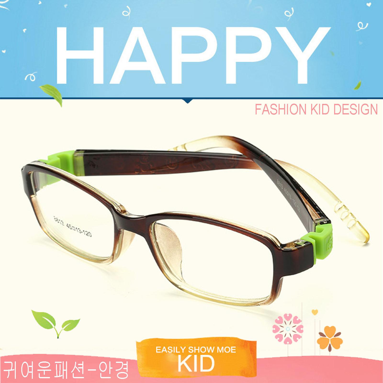 แว่นตาเกาหลีเด็ก Fashion Korea Children แว่นตาเด็ก รุ่น 8813 C-8 สีน้ำตาลใสขาน้ำตาลข้อเขียว กรอบแว่นตาเด็ก Rectangle ทรงสี่เหลี่ยมผืนผ้า Eyeglass baby frame วัสดุ PC เบา ขาข้อต่อ Kid leg joints Plastic Grade A material Eyewear Top Glasses
