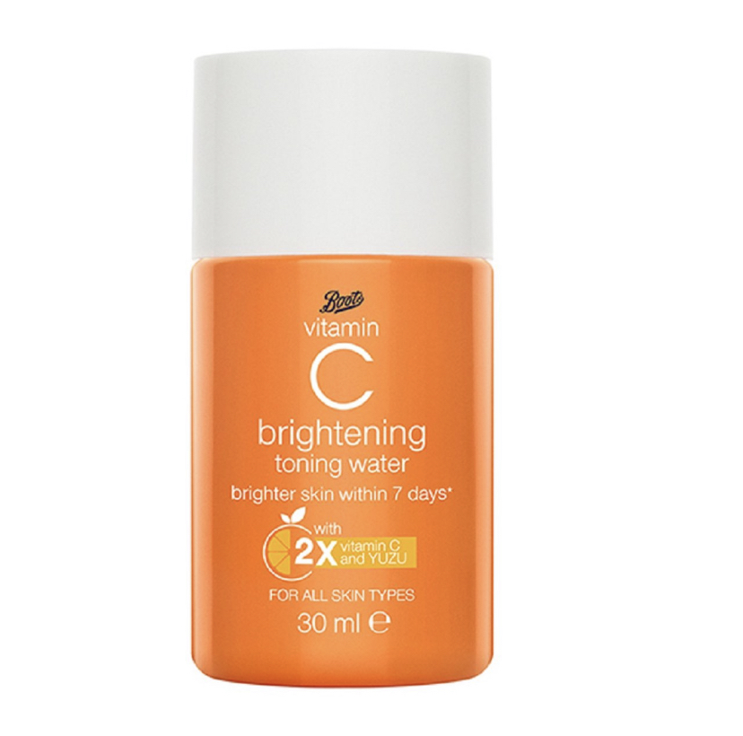 Boots Vitamin C Brightening Toning Water 400ml.100ml.30ml. บู๊ทส์วิตามินซี โทนเนอร์ ขวดใหญ่ 400