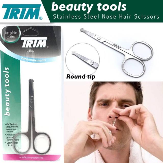 Trim Nose Hair Scissors กรรไกรตัดขนจมูก ปลายกลมกันบาด สแตนเลส PP