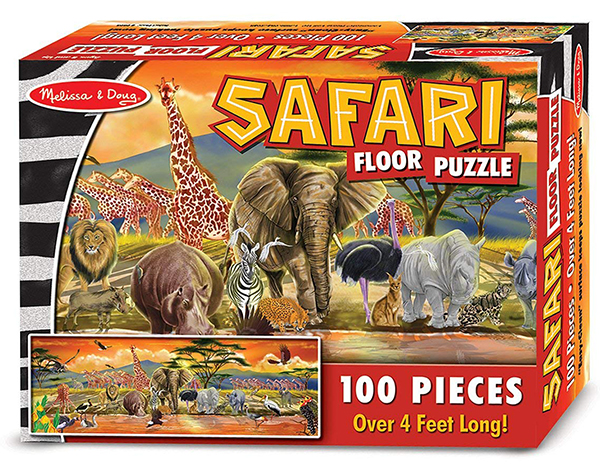 [100ชิ้น] รุ่น 2873 จิ๊กซอว์จัมโบ้ ซาฟารี Melissa & Doug Floor Puzzle Safari 100 Pcs รีวิวดีใน Amazon USA ขนาด 122x46cm ชิ้นเท่าฝ่ามือ ของเล่น มาลิซ่า 3 ขวบ