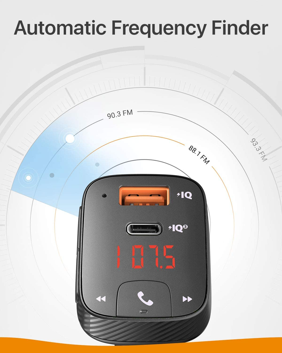 Anker Roav Bluetooth Car Adapter and Car Charger, Power IQ 3.0 Type C