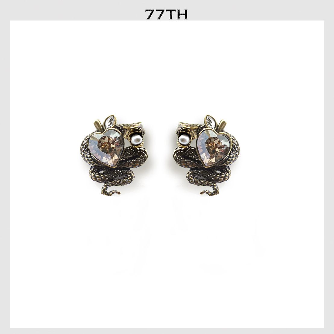 77th-sririta x 77th crystals from Swarovski collection serpent earrings champaign  crystals gold ต่างหู ศรีริต้า x 77th คริสตัลสวรอฟสกี้ สีทอง