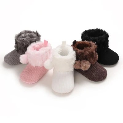 Newborn Baby Girl Toddler Fur Boots Soft Sole Crib Shoes Booties Prewalker