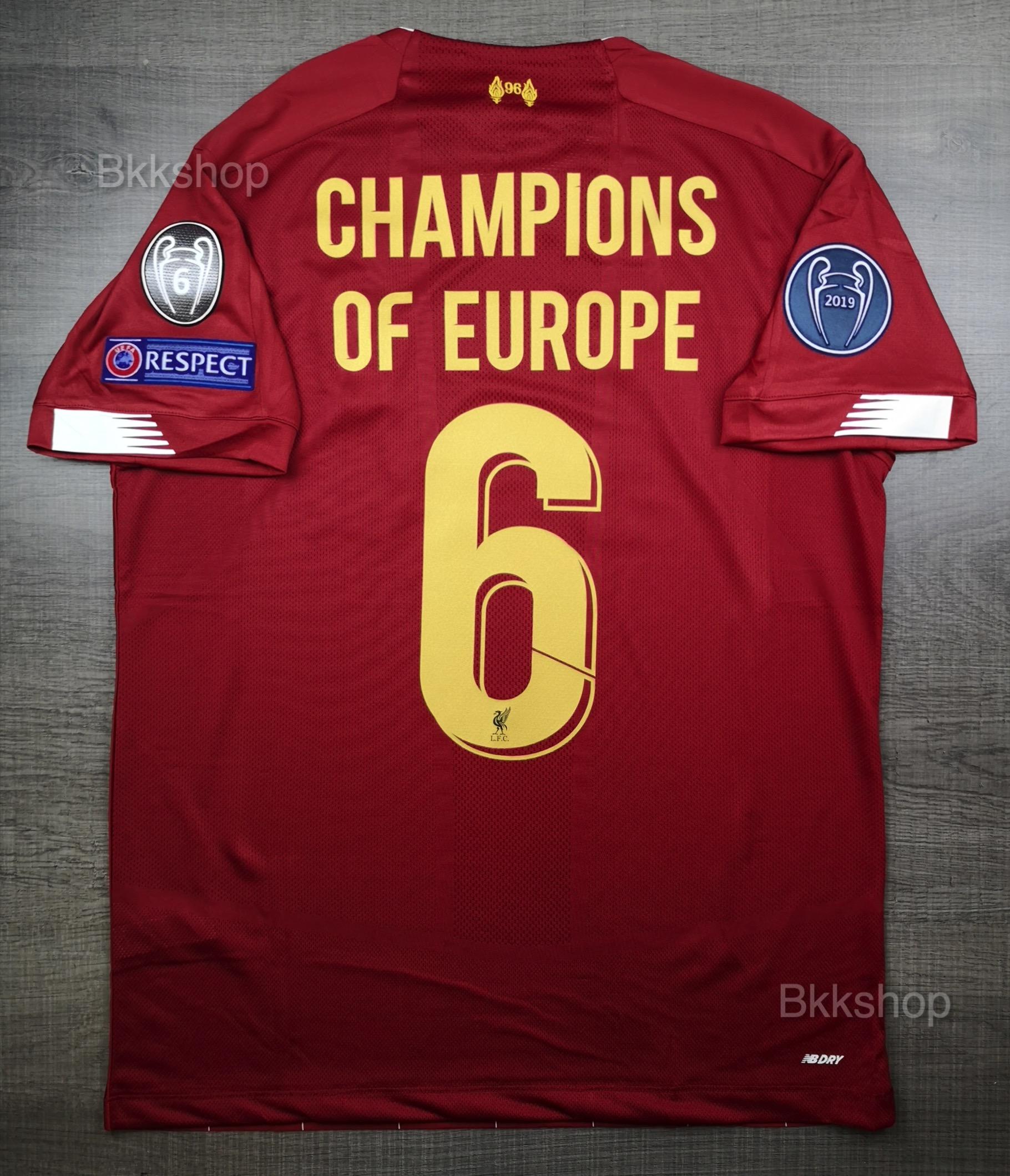 เสื้อบอล ลิเว่อพูล เหย้า Liverpool Home 2019-20 เบอร์ 6 CHAMPIONS OF EUROPE พร้อมอาร์มครบชุด