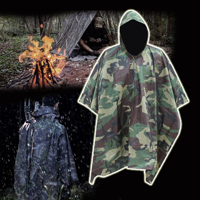 เสื้อกันฝนลายพรางกันน้ำ 3 in 1 Multifunctional เสื้อคลุมกันฝน ลายทหาร สำหรับเดินป่า ตั้งแคมป์