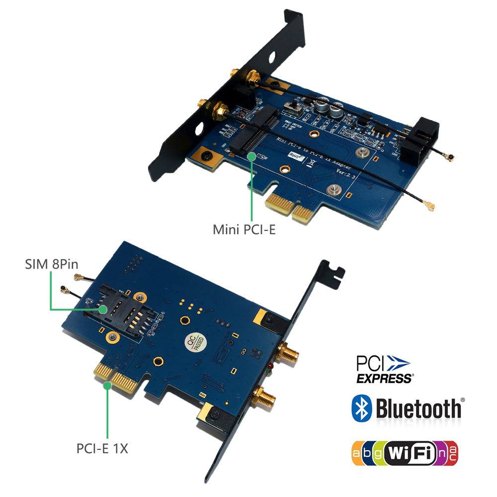 PCI-E WiFi Adapter PCIE Wifi Bluetooth Adapter Mini PCI Express to PCIE ...