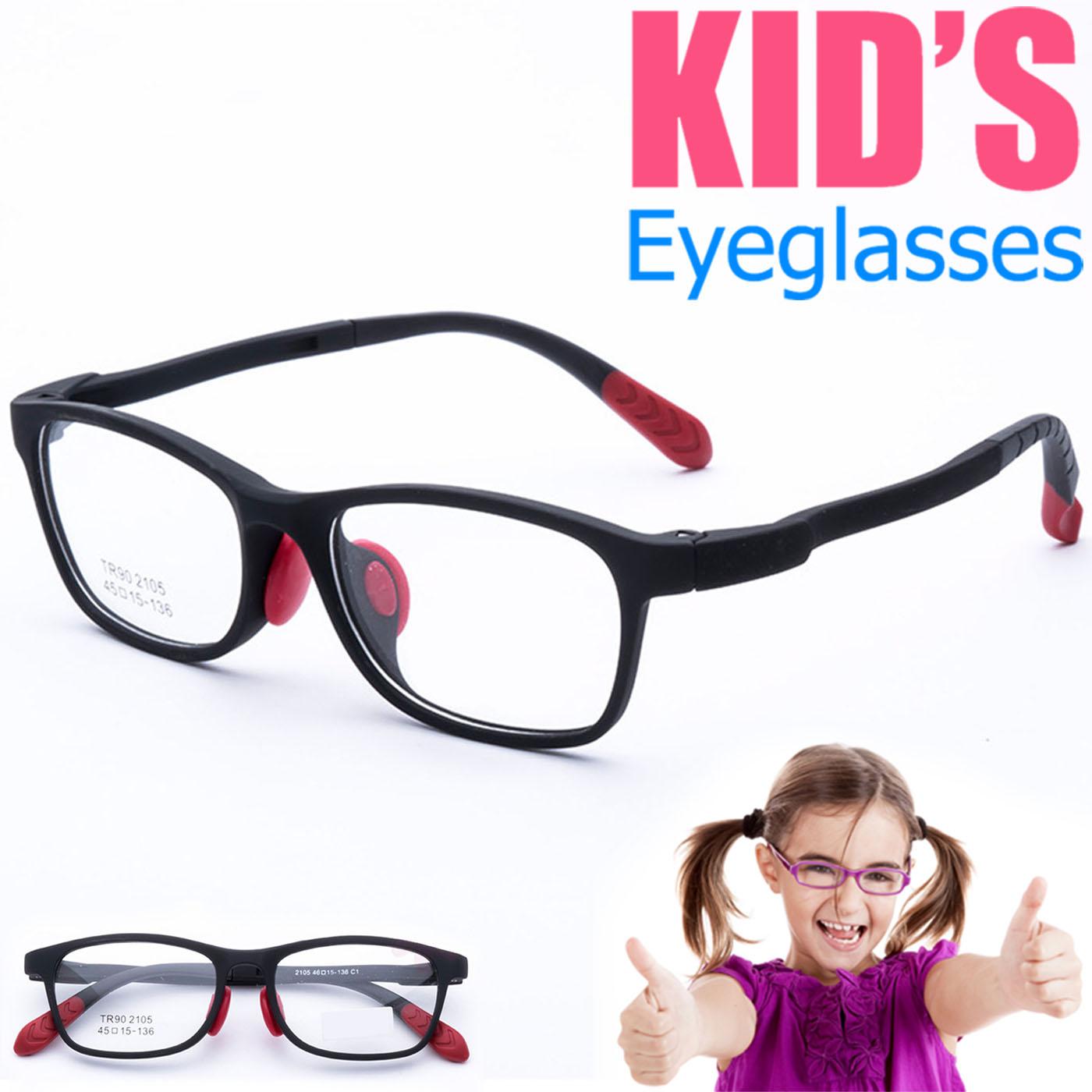 แว่นตาเกาหลีเด็ก Fashion Korea Children แว่นตาเด็ก รุ่น 2105 C-1 สีดำ กรอบแว่นตาเด็ก Square ทรงสี่เหลี่ยม Eyeglass baby frame ( สำหรับตัดเลนส์ ) วัสดุ TR-90 เบาและยืดหยุนได้สูง ขาข้อต่อ Kid eyewear Glasses