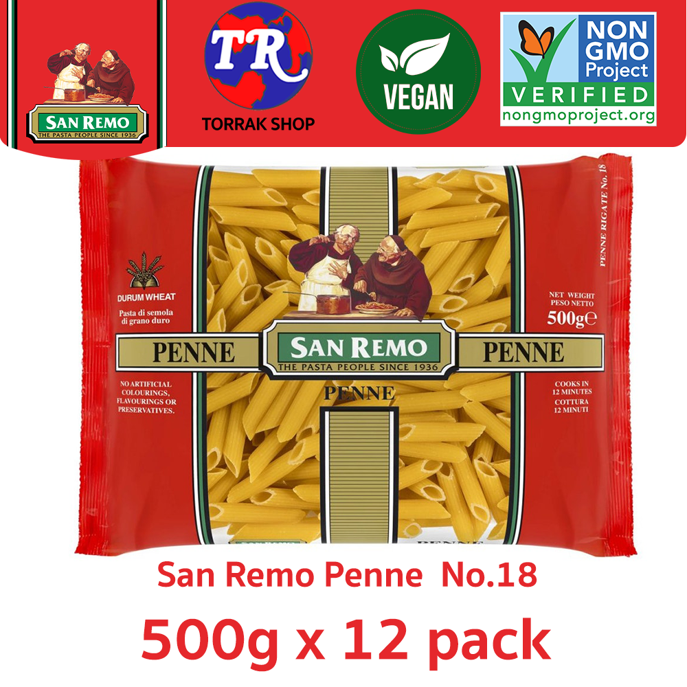 San Remo Penne No.18 ซาน รีโม่ เส้นพาสต้า เพนเน่ เบอร์ 18 500g x 12 pack