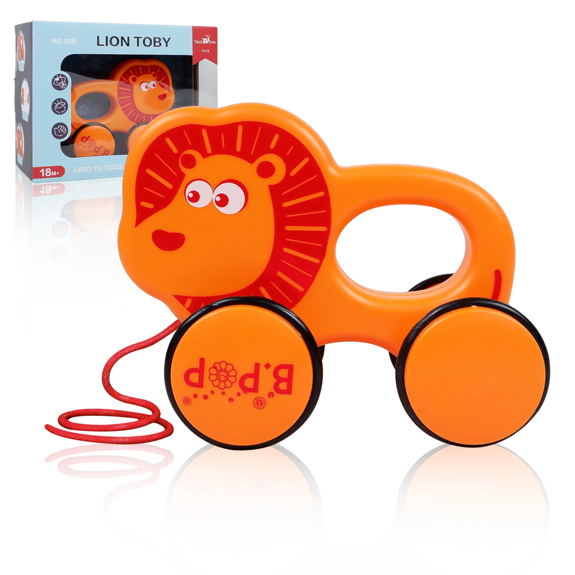 thetoy ของเล่น รถลาก สิงโต สุดน่ารัก ขนาด ย 16xก 7.5xส 13 ซม. ของเล่นเสริมพัฒนาการ