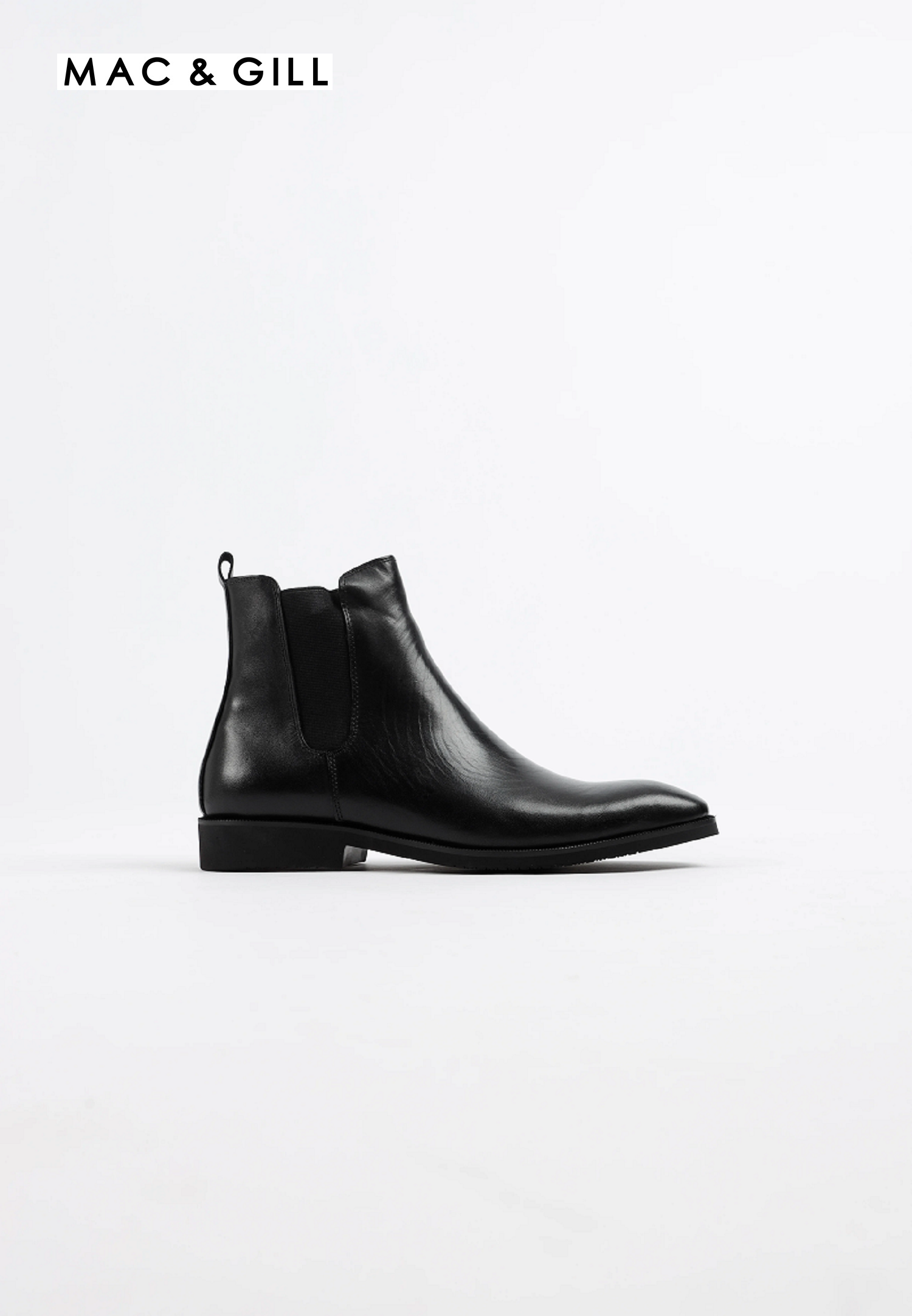 รองเท้าผู้ชายหนังแท้แบบบู็ท Formal Boot ฮาฟสีดำทรง Chelsea Leather Boot in BLACK (original leather)