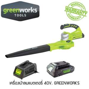 เครื่องเป่าลม ชุดเครื่องเป่าใบไม้ไร้สาย GREENWORKS 24 V (รวมแท่นชาร์ตและแบตเตอรี่ 2Ah) เครื่องดูดลม เครื่องเป่าลม