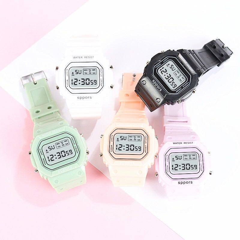 นาฬิกาอิเล็กทรอนิกส์ LED ส่องสว่าง ใส่เล่นกีฬา สำหรับผู้ชายและหญิงNO:91S