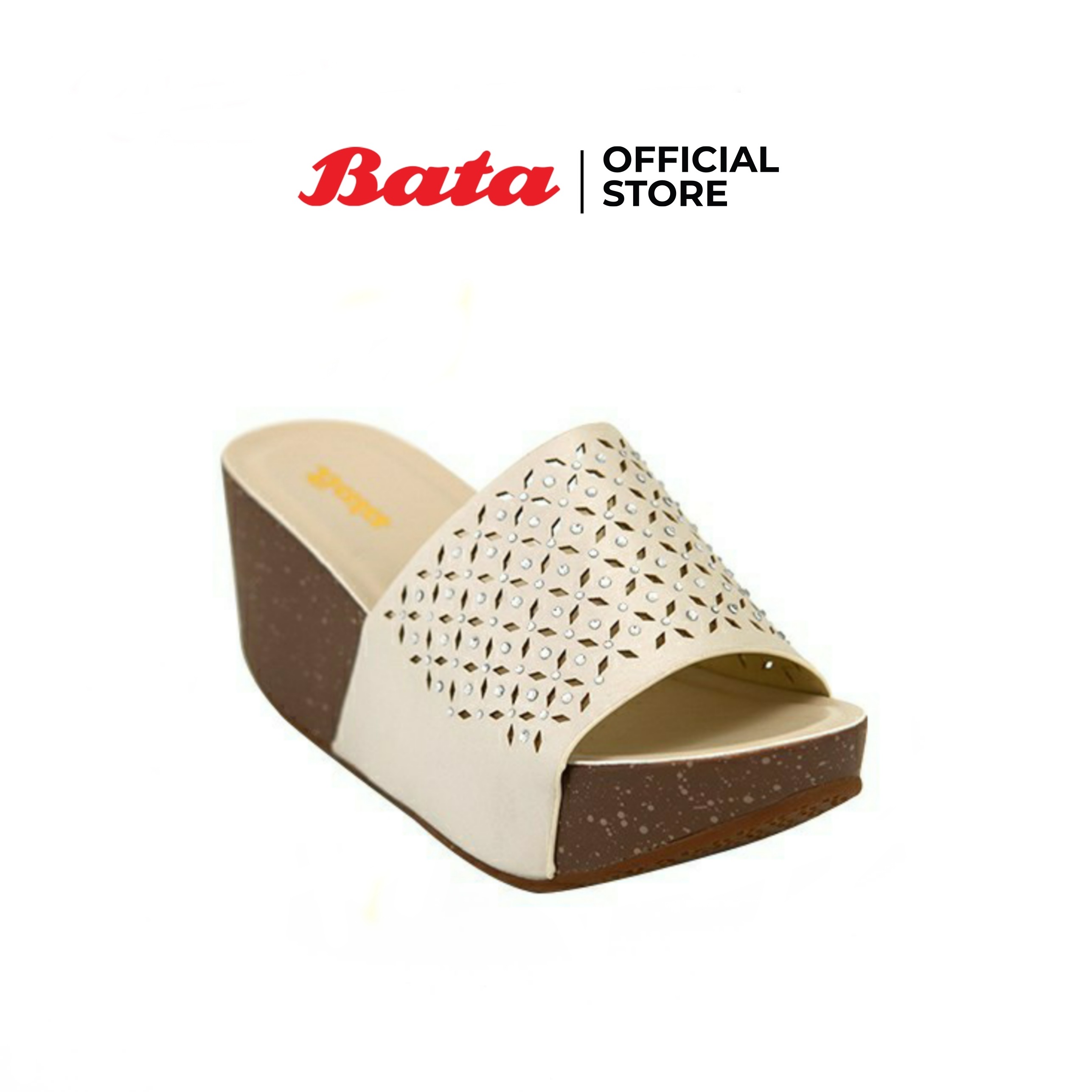 Bata LADIES'HEELS รองเท้าส้นตึก WEDGE(OVER 55MM) แบบสวม ส้นสูง 2.5 นิ้ว สีขาว รหัส 7618752 Ladiesheel Fashion