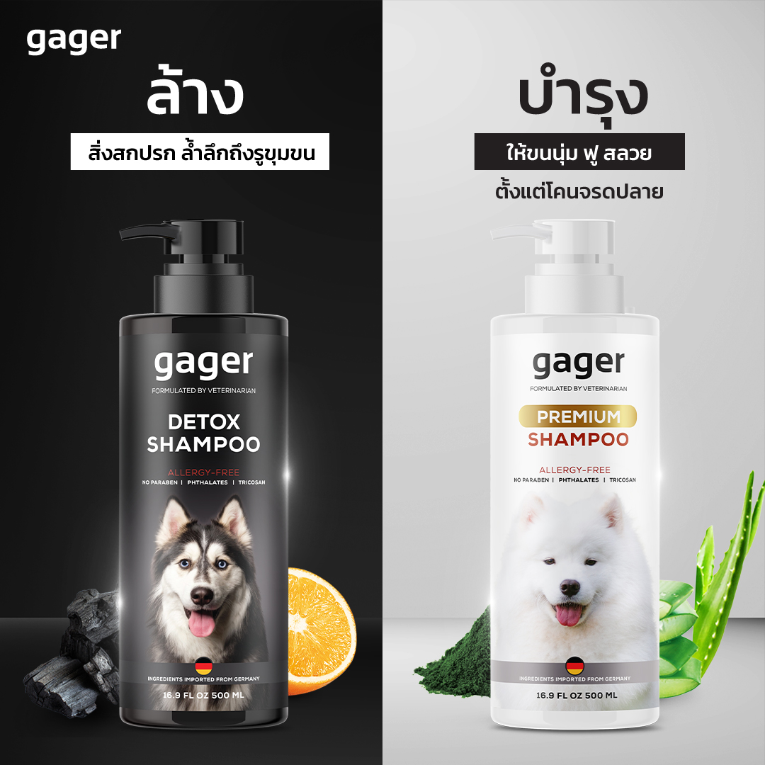 Gager (กาเจอร์) แชมพูอาบน้ำหมา แชมพูหมา บำรุงขนนุ่ม หอมมาก สกัดจากน้ำนม