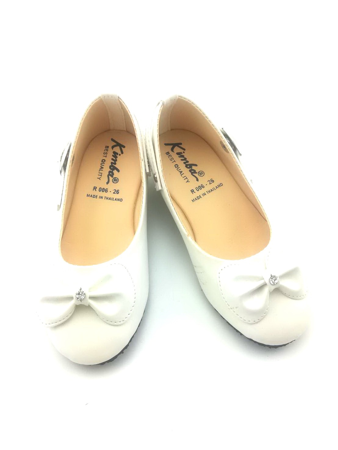 KIMBA R006 รองเท้าส้นเตี้ยเด็กผู้หญิง  (ไซส์25-36) *สี ดำ,ขาว,ชมพู