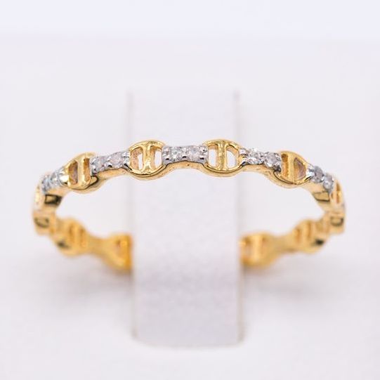 Happy Jewelry แหวนเพชรของแท้ SI304#YG ทองแท้ 9k 37.5% ขายได้ จำนำได้ แหวนแถวเรียบๆ น่ารักๆ ประดับเพชรกุหลาบ