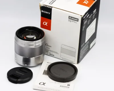 SONY E 50mm F1.8 OSS Prime AF SILVER Lens in Box, SONY E Mount, 50mm f/1.8, SEL50F18 Optical SteadyShot Image Stabilization 75mm (35mm Equivalent)