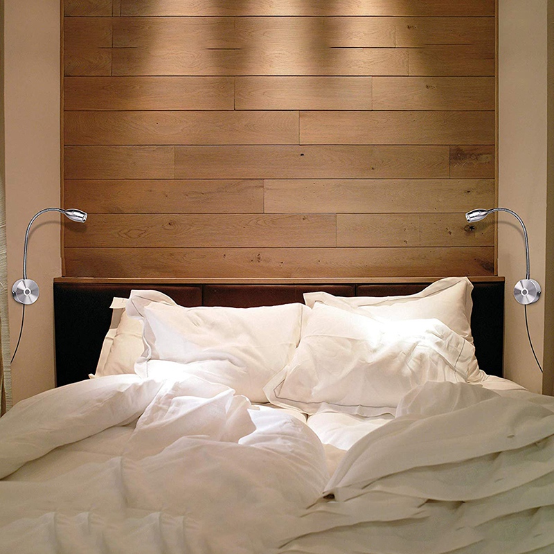 Dimmable Reading Lamp, Bed Lights with Plug Wired for Bedroom Bedside, Flexible Gooseneck Book Light, Wall Mounted Read Light, 200LM / 3000K Beam Angle: 30 ° US Plug