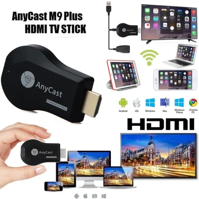 Anycast M4 Plus รุ่นประหยัด ฉายภาพจากมือถือขึ้นจอทีวีแบบไร้สาย - HDMI WIFI Display Google Chrome,Google Home และ Android Screen Mirroring Cast Screen AirPlay DLNA DLNA Miracast M9 Plus